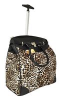Trendy Flyer Computer/laptop Bag Tote Duffel Rolling Wheel Case Purse Tablet Black Leopard