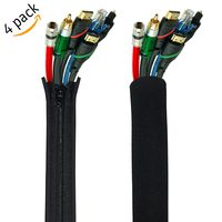 Cable Management Sleeve | Shames' 19-20" Cable Organizer Cord Cover with Zipper | Flexible Neoprene Computer Cable Cover Sleeve Organizer for Office/TV/Home Entertainment | 4 Pack | Black