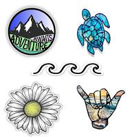 Cute Ocean Beach Vinyl Decal Stickers Pack for Laptop,Car and Water Bottle