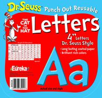 Eureka Back to School Dr. Seuss The Cat in The Hat Blue Punch Out Deco Letters Classroom Decorations, 217pc, 4'' H