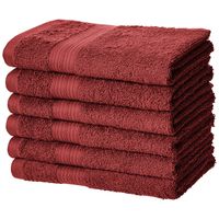 AmazonBasics Fade-Resistant Cotton Hand Towel - Pack of 6, Crimson Red
