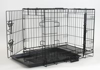 Homey Pet 24" Two Doors Wire Dog Cage with Tray and Floor Grid (W/Grid, 24")