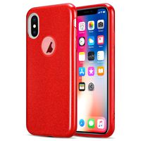 Kit Me Out World Glitter Series Case Designed for iPhone Xs Case, TPU & Inner Hard PC, Slim Fit Durable Shockproof Protection Case Cover (Red)
