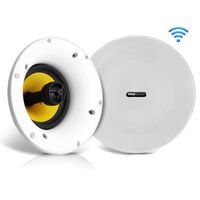 WiFi Bluetooth Ceiling Mount Speakers - 6.5" in-Wall/in-Ceiling Dual Active & Passive Speaker System (2) Flush Mount w/ Powerful 270 Watts Remote Control & MUZO Player Compatible - Pyle PDICWIFIB62