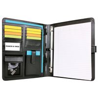 Refoc Handcrafted PU Leather Removable 3-Ring Binder Padfolio with Notepad and Presentation Sheet Protectors