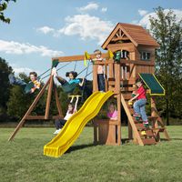 Swing-N-Slide WS 8328 Jamboree Fort Play Set with Two Swings, Slide, Picnic Table, Telescope & Climbing Wall, Green