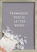 Felt Letter Board with 12x17 Inch Rustic Wood Frame, Script Words, Precut Letters, Picture Hangers, Farmhouse Wall Decor, Shabby Chic Vintage Decor, Grey Felt Message Board