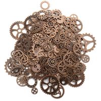 Aokbean 150 Gram Assorted Vintage Copper Metal Steampunk Jewelry Making Charms Cog Watch Wheel (Copper)