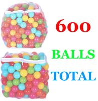 BalanceFrom 2.3-Inch Phthalate Free BPA Free Non-Toxic Crush Proof Play Balls Pit Balls- 6 Bright Colors in Reusable and Durable Storage Mesh Bag with Zipper, C. 600-Count