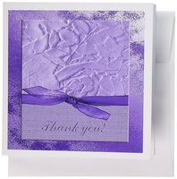 3dRose Purple Ribbon with Embossed Look Leaves, Thank you - Greeting Cards, 6 x 6 inches, set of 12 (gc_55075_2)