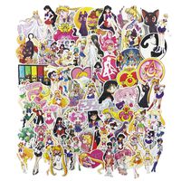 Sexy Kawaii Anime Laptop Stickers 75pcs Pack Vinyl Skateboard Water Bottle Computer Travel Case Guitar Snowboard Luggage Car Bike Phone Graffiti Decal (Sailor Moon)