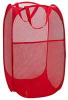 Mesh Popup Laundry Hamper - Portable, Durable Handles, Collapsible for Storage and Easy to Open. Folding Pop-Up Clothes Hampers are Great for The Kids Room, College Dorm or Travel. (Red)