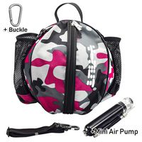 Y-Nut Basketball Bag with Pocket Size Manual Air Pump, Basketball Shoulder Bag for Outdoor Sport, Great for Carrying Basketball, Soccer Ball, Volleyball, Camouflage Red