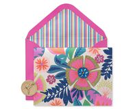 Papyrus Bright Flowers Handmade Boxed Blank Note Cards with Glitter, 8-Count