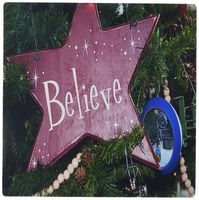 3Drose 8 X 8 X 0.25 Inches Mouse Pad An Ornament on a Christmas Tree That Says Believe and White Pearls Strung Close By (mp_52617_1)