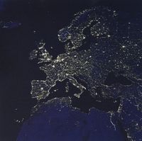 3dRose LLC 8 X 8 X 0.25 Inches Mouse Pad Image of Satellite Photo At Night Over Europe (Mp_171789_1)