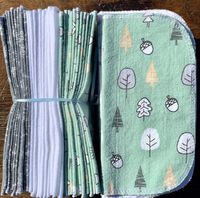 Cloth Baby Wipes Starter Kit. Set of 3 Dozen Wipes. Re Usable Cloth Wipes. Baby Shower Gifts Ideas. Eco Friendly. Reusable Cloth Napkin. Reusable Dryer Sheets. Trendy Trees and Acorns
