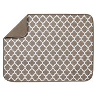 S&T XL Microfiber Dish Drying Mat, 18" x 24", Taupe Trellis