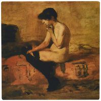 3dRose LLC 8 x 8 x 0.25 Inches Mouse Pad, Image of Painting of A Classy Nude Lady Sitting with Stockings on (mp_163326_1)
