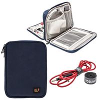 YOSUMO Electronic Travel Organizer with Cable Straps, Case for Cords, USB, iPad mini, Kindle, Computer Charger and Small Tech Gadgets, Blue, for tablets 7.9 Inches.