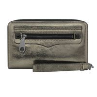 Rebecca Minkoff, Regan Universal Wristlet Case Designer Clutch Wristlet fits Most Smartphones - Cracked Leather Anthracite