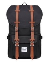 KAUKKO Laptop Outdoor Backpack Travel Hiking Camping Rucksack Casual College Daypack Fits 15" (Nylon Black)