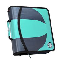 Case-it Dual 2-in-1 Zipper D-Ring Binder, 2 Sets of 1.5-Inch Rings with Pencil Pouch, Mint, DUAL-101-MNT