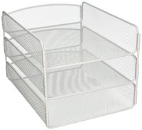 Safco Products Onyx Mesh 3 Tray Desktop Organizer 3271WH, White Powder Coat Finish, Durable Steel Mesh Construction