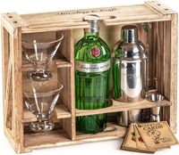Rustic Bartender Kit with Stand | Bar Set Cocktail Shaker Set with Martini Glasses For Drink Mixing | Martini Shaker Set, Bar Tools, Cocktail Glasses (Set of 2) | Best Home Bar Shaker Set Gift
