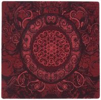 3dRose LLC 8 x 8 x 0.25 Inches Mouse Pad, Renaissance Inspired Oval Design in Red (mp_78443_1)
