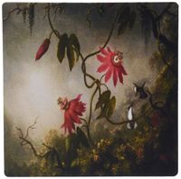 3dRose LLC 8 x 8 x 0.25 Inches Mouse Pad, Image of Heades Vintage Painting of Passion Flower and Hummingbird (mp_163197_1)