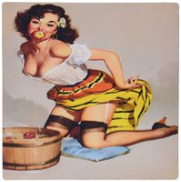 3dRose Print of Elvgren Dunking for Apples Pinup Mouse Pad (mp_200390_1)