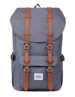 KAUKKO Laptop Outdoor Backpack Travel Hiking Camping Rucksack Casual College Daypack Fits 15" (Nylon Grey)