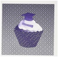 3dRose Graduation Cap and Diploma on Cupcake with Damask Background, Purple - Greeting Cards, 6 x 6 inches, set of 12 (gc_182742_2)