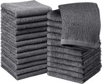 Utopia Towels Cotton Grey Washcloths Set - 100% Ring Spun Cotton, Premium Quality Flannel Face Cloths, Highly Absorbent and Soft Feel Fingertip Towels (Pack of 24)
