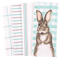 KAF Home Bloom Kitchen Holiday Dish Towel Set of 4, Cotton Rich, 18 x 28-inch (Easter Gingham Bunny)