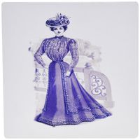 3dRose LLC 8 X 8 X 0.25 Inches Mouse Pad Print of Victorian Lady in Violet Dress with Fleur De Lis on Sleeve (Mp_182461_1)