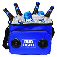 Bud Light Soft Cooler Bluetooth Speaker Portable Travel Cooler with Built in Speakers BudLight Wireless Speaker Cool Ice Pack Cold Beer Stereo for Apple iPhone, Samsung Galaxy