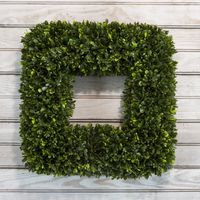 Pure Garden Artificial Tea Leaf-UV Resistant Greenery Square Wreath Wall Décor, 17", Green