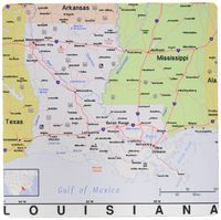 3dRose LLC 8 x 8 x 0.25 Inches Mouse Pad, Print of Louisiana Cities and State Map (mp_184597_1)