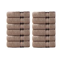 COTTON CRAFT - 12 Pack - Ultra Soft Extra Large Wash Cloths 12x12 Linen - 100% Pure Ringspun Cotton - Luxurious Rayon Trim - Ideal for Daily Use - Each Towel Weighs 2 Ounces