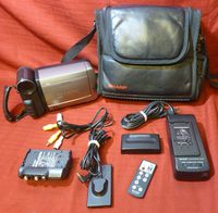 Sharp VL-E30 ViewCam 8mm Camcorder Video Camera Bundle Kit with Charger/DC Power Connection Cable, Battery, A/V Cables, Remote and Bag