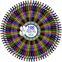 "Thank You" Greeting Gift Stylus Pens For TouchScreen Devices - 2 in 1 Multifunction Pen - Compatible With Tablets, iPads, iPhones 100 Pack