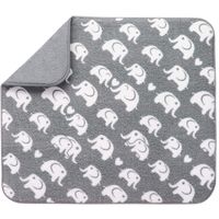 STS 524401 Reversible Baby Bottle Drying Mat - 16 Inch x 18 Inch, Grey Elephant Print