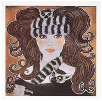 3dRose Stylized art Lemurs wild animal Madagascar Woman hat whimsical pastel painting - Greeting Cards, 6 x 6 inches, set of 12 (gc_23279_2)