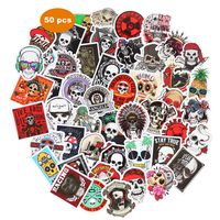 50 Pcs Rock Skeleton Stickers Laptop Sticker Pack Mixed Punk Skull Stickers for Suitcase Skateboard Laptop Phone Motorcycle Bicycle Car