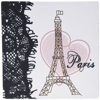 3dRose LLC 8 x 8 x 0.25 Inches Mouse Pad, Paris Eiffel Tower with Heart and Black Lace (mp_162268_1)