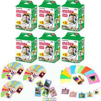 Fujifilm Instax Mini Instant Film 120 Shots with Bonus Photix 5-Color Self-Standing Frame Set & 60 Decorative Skin Stick-on Stickers for Fuji Instax Mini 9, Mini 8, SP-1 and SP-2