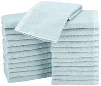 AmazonBasics Terry Cotton Washcloths - Pack of 24, Ice Blue