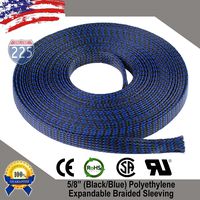 20 FT 5/8" 16mm Black Blue Expandable Wire Cable Braided Sleeving Sheathing Loom Tubing US
